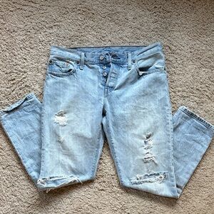 Levi's 501 Light Blue Distressed Boyfriend Jeans